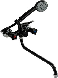 Смеситель для ванны/душа, длинный излив, из высокопрочного пластика АБС, с душевыми аксессуарами, цв. черный ZZ Brimix Brimix 4412