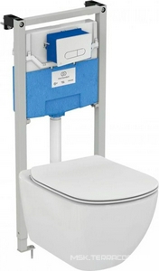 К-т: Унитаз подвесной безободковый , сиденье с микрол, сист.инсталляции, клавиша смыва цв.хром, крепёж в компл., Prosys  ZZ Ideal Standard Tesi P386801