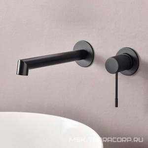 Смеситель для раковины, встраиваемый в стену, внутрен. часть в компл., (цв.черный),  ZZ Vincea Desire VBFW-1D1MB