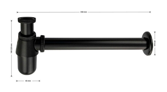 Сифон для раковины 1*1/4, без донного клапана, цв. черный ZZ Brimix Brimix 8716