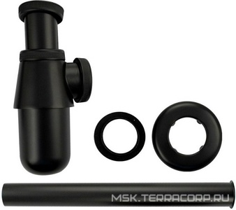 Сифон для раковины 1*1/4, без донного клапана, цв. черный ZZ Brimix Brimix 8716