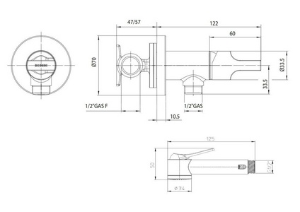 Смеситель совмещённый с гигиеническим душем, (готовый комплект: лейка металл, шланг 125см., скрытая часть), (цв.черный матовый),  ZZ Bossini Apice E34002B.073
