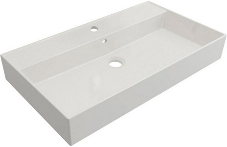 Раковина (ПРОДАЖА ТОЛЬКО С БАЗОЙ ПОД РАК.) 800x465мм, с 1 отв.д/смесит., с переливом, (керамика, цв.белый), Cezares ZZ Cezares Универсал CZR-MIL-80-LVB