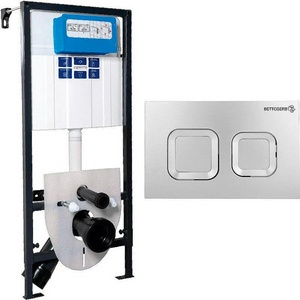 Комплект для установки подвесного унитаза, (застенный модуль, крепёж, панель 2-го смыва пластик цв.хром матовый),  ZZ Bettoserb Sava Fix Slim SET40006472