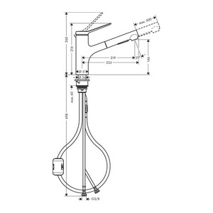 Смеситель для кухни, 150, с вытяжным душем, 2jet, (цв.нерж.сталь),  ZZ Hansgrohe Zesis M33 74800800