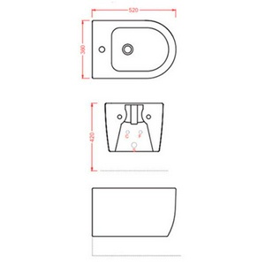Биде подвесное 36х52см, крепёж в компл., (цв. matt black),  ZZ ArtСeram Monet MNB001 17; 00