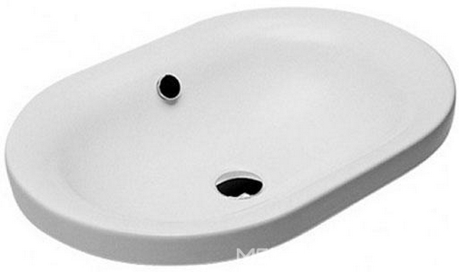 Раковина, встраиваемая в столешницу 61,5х43х17.2см, с переливом, без отверстия под смеситель,  ZZ Hatria Daytime Y0YU01