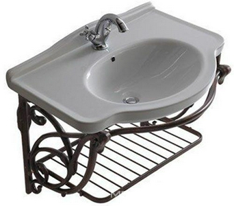 Структура подвесная для раковины 75см, с полотенцедержателем и полкой-решёткой (металл цв. алюминий античный), крепёж в компл.,  ZZ Galassia Ethos 8463