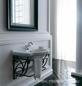 Структура подвесная для раковины 75см, с полотенцедержателем и полкой-решёткой (металл цв. алюминий античный), крепёж в компл.,  ZZ Galassia Ethos 8463