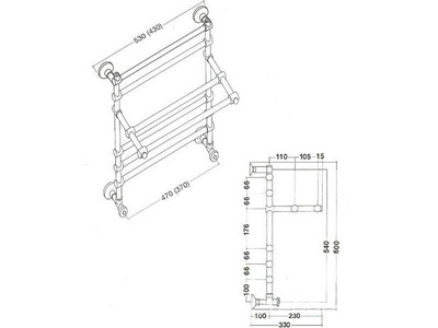 Полотенцесушитель с полочкой Art.452/5/500GL 600х500мм (ГВС), Margaroli ZZ Margaroli Sole 452/5/500GL