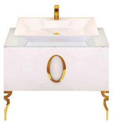 Тумба 100х45см, напольная, под раковину, с 2-мя выдв. ящиками, со стеклянной столешницей, (корпус цв. белый, ножки 2шт., ручка цв. золото), Savoie ZZ