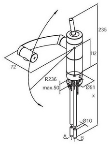 Смеситель для кухни, поворотный излив 236мм, (корпус цв.хром, ручка цв.чёрный),  Damixa Arc 290007464