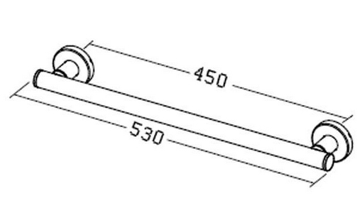 Поручень для душа прямой 450(530)мм, крепл. в компл., (цв.хром),  ZZ Provex Serie 400 4002 SG 05 PM