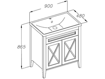 Тумба напольная  90, 900х865х480 мм, цвет белый матовый, БЕЗ раковины Cerastyle Frame 90, Анита 90 ZZ Opadiris Палермо 00-00002355