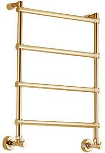 Полотенцесушитель 500/530хh720х125мм, 4 перекладины, подвод воды int.470мм, (цв.золото), краны, крепёж в компл., (ГВС, 6 bar) Margaroli 442 ZZ Margaroli Sole 442-500x713,5-470/4M Gold