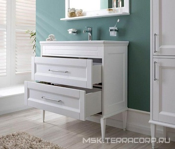 Тумба напольная/подвесная "" - 100 см, цвет белый, 2 выдвижн. ящика, БЕЗ раковины  и комплекта ножек Aquanet Бостон 209678