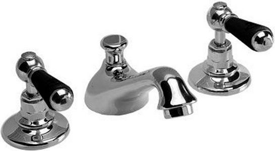 Смеситель для раковины на 3 отв. c д/к, (цв. хром, ручки цв. чёрный),  KL Devon & Devon Black Dandy MARF46CRBD