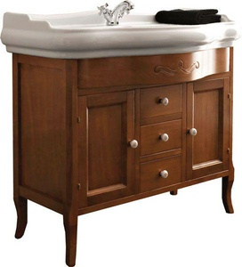 Тумба 90хh75,5мм, закрытая, 2 дверцы, 3 ящика, ручки в компл., под раковину 100см, арт. 1050 01, (цв. орех),  ZZ Kerasan Retro 734740