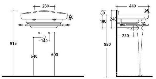 Ножки (2шт.) структура для раковины 65см, с полотенцедержателем, (металл цв. хром), крепёж в компл.,  ZZ Galassia Ethos 8465