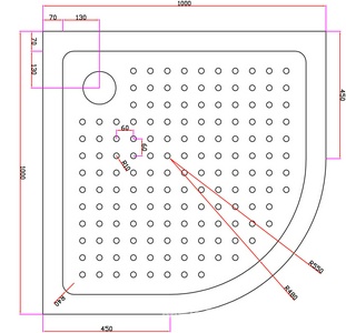Поддон душевой 1000х1000h150мм, 1/4 круга, R550мм, отв. слива 90мм, (сифон крышка цв.хром, мет каркас, ножки в компл.), акрил цв.белый, Cezares Cezares Универсал TRAY-A-R-100-550-15-W
