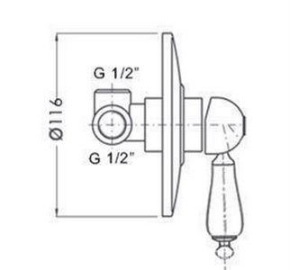 Смеситель для душа, встраиваемый в стену, (цв. золото),  ZZ Gaia Phoenix RN 3330 ORO