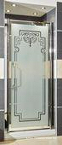 Дверь д/душа, распаш. 91/94х185см, профиль цв.белый/бронза, (профиля притвора и компенс. в компл.),DX петли справа, стекло мат/прозр.декор  X XX Lineatre Londra LN910/BR/DX