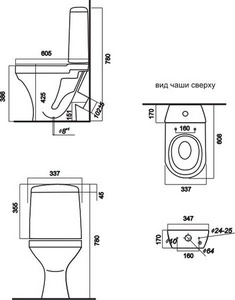 Унитаз-компакт "", косой выход, арматура 1-режим. "Уклад", сиденье полипропилен, крепление в комплекте Sanita Аттика WC.CC/Attica/1-P/WHT.G/S1 (ATCSACC01090113)