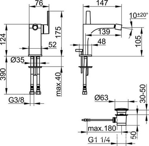 Смеситель для биде, с д/к, (цв.хром),  ZZ Keuco Edition 11 51109 010000
