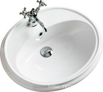 Раковина встраиваемая в столешницу сверху, 61х50,5см, с 1 отв.д/смсит., с переливом,  ZZ Simas Arcade AR 859