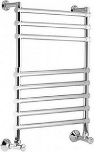 Полотенцесушитель 500(530)хh762х125мм, подвод воды int.470мм, (цв.шлифованый никель), краны, крепёж в компл., (ГВС, 6 bar) Margaroli 464 ZZ Margaroli Sole 464/8/500 Br.Nickel