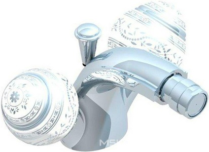 Смеситель для биде на 1 отв. с д/к (цв. хром), ручки (цв. белый / платина), Marquise blanc decor platine ZZ THG Marquise Blanc Decor A7G-A02-03202