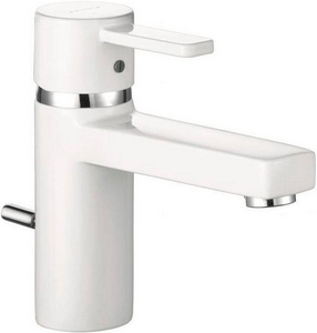 Смеситель для раковины, однорычажный, с дон. клап., гибк.подвод., белый-хром XX Kludi Zenta 382509175