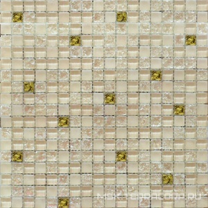 Мозаика Мастера Керамики Glass Мозаика Glass 2020 микс молочный-молоч колотый-золото |30x30