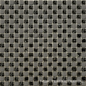 Мозаика Мозаика  2023 шахматка черная колотая - черная матовая ZZ|30х30 Мастера Керамики Glass МС 2023