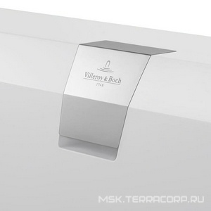 Ванна 1600х750хh450мм, прямоуг. модель, (кварил цв.белый), (ножки пласт. h145-180мм, слив-перелив, крышки цв.белый и хром в комп.,),  ZZ Villeroy & Boch Squaro Edge 12 UBQ160SQE2DV-01