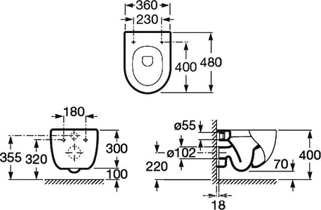 Унитаз подвесной  Compact 48х36 см., укороченный, БЕЗ крышки ZZ Roca Meridian 346248000