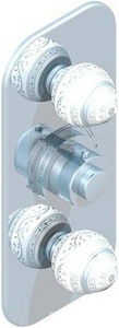 Смеситель термостат д/д,с перекл. встр.в стену, БЕЗ внутр.части арт.G00-A00-5400A, (цв. хром), ручки(цв. белый/платина) Marquise blanc platine ZZ THG Marquise Blanc Decor A7G-A02-5400B