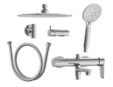 Душевая стойка для ванны/душа, поворотный излив, ручной + верхний душ, шланг -150 см, цв. хром Cersanit Moduo 64314