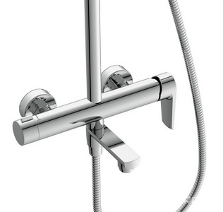 Душевая стойка для ванны/душа, поворотный излив, ручной + верхний душ, шланг -150 см, цв. хром Cersanit Moduo 64314