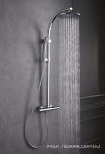 Душевая стойка для душа с термостатом, верхний + ручной душ, шланг и душ.лейка ЕО small, цв.хром ZZ Jacob Delafon Talan E11717RU-CP
