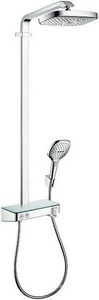 Душевая система с термостатом, с кнопками управления  Showerpipe E300 2 jet  (смеситель+шланг+штанга+ручной душ+верхний душ), хром ZZ Hansgrohe Raindance Select 27126000