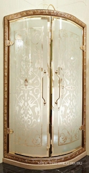 Двери д/д,расп 90х90хh200см,1/4круга, R550,(внутр.проф.зол/сатин, внеш.проф.золото, элем. из смол сус.золото/черный налет,отделка.золото),Princesse XX