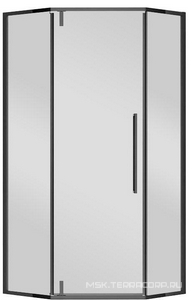 Душевой уголок 900х900хh1950мм, 5-ти угольн, распашн.дверь правая/левая, с 2 неподв.сегмент.(ст.прозр.6мм Easy Clean, фурнит.цв.черный мат),  ZZ Vincea Slim-N VSP-4SN900CLB