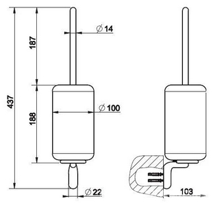 Ёрш настенный, (белая керамика, держатель цв. хром),  ZZ Gessi Goccia 38019 031