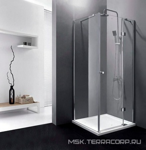 Душевой уголок 1000х1000хh1950мм, квадрат, "Правый"/ "Левый" распаш. дверь, с неподв.стенкой (стекло прозр. 6мм, фурн/хром),  ZZ Cezares Verona VERONA-A-1-100-C-Cr