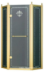 Душ. уголок 900х900хh1950мм,5-ти угольн.,расп.дверь петли слева,с 2мя неподв.сегм,вход 507мм,(ст.прозр. с мат. узором,6/8мм, фурн.цв.золото), Retro XX