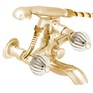 Смеситель для ванны, шланг, лейка в компл., (цв. золото (Dore)) Mandarine cristal clair ZZ THG Mandarine Cristal CL U1D-F01-13B