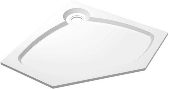 Поддон душевой 900х900h56мм, пятиугольный, отв. слива 90мм, литой мрамор цв.белый, Cezares ZZ Cezares Универсал TRAY-S-P-90-56-W