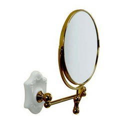 Зеркало косметическое h31х23х52см, на выдвижном, поворотном кронштейне, (цв. бронза, керамика белая с синим декором), Londra Z XXZ