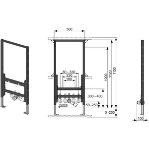 Монтажная рама для подвесного биде, h112см, (!!! БЕЗ КОМПЛ.КРЕПЛЕНИЙ арт.9380014 или 9380300), TECE Tece TECEprofil 9330000